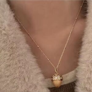 New Free People Gold Acorn Pendant Necklace